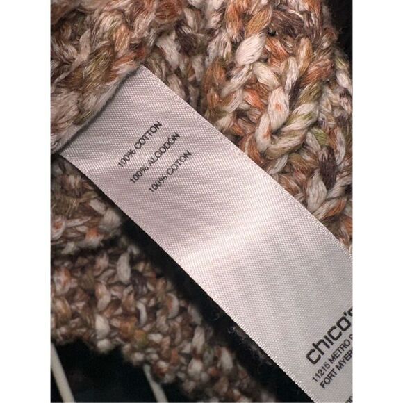 Beautiful WOMEN CHICO’S Chicos Chunky Knit Marled Sweater Brown Knit Bohemian Wo - Picture 6 of 8